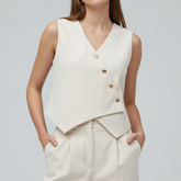 THE COORDINATING WAISTCOAT AND WIDE-LEG TROUSERS
